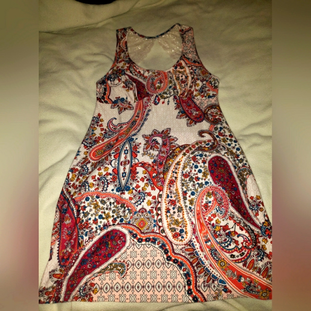 Paisley lace back soft sleep dress